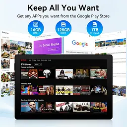 Планшет UGRIHACH, 10,95" 16 ГБ ОЗУ 128 ГБ ПЗУ 1 ТБ Восьмиядерний, Android 14, 1280x800 FHD Сенсорний - мініатюра 7