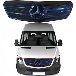 Зимова накладка на решітку радіатора Merсedes Sprinter 2014-2018 Глянець (VoronGlass)