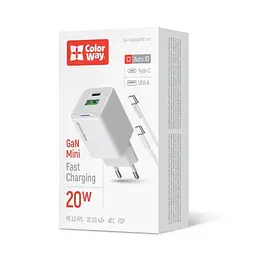 Мережевий зарядний пристрій White 20 Вт GaN ColorWay teh0028597 - мініатюра 4