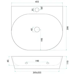 Умивальник Rea Kim накладний або підвісний 45.5x39 см white REA-U6681 - мініатюра 6
