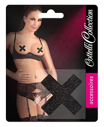 Наклейки на соски Cottelli Collection Nipple Sticker X, чорний - мініатюра 4