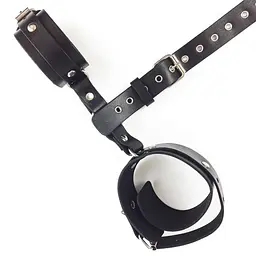 Фіксатори для шиї та рук Art of Sex - Bondage Set з натуральної шкіри, колір чорний - мініатюра 5