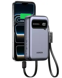 Повербанк Ugreen PB525 20000 mAh 22.5 Вт з вбудованим кабелем Type-C швидкою наскрізною зарядкою та LED дисплеєм - мініатюра 2