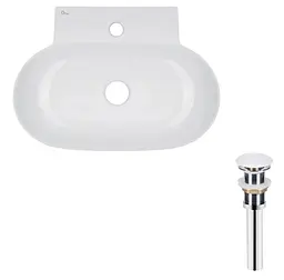 Комплект Qtap Cardinal: Раковина підвісна / накладна овальна 565х400х130 мм White + Донний клапан PU02 (QT0411K177WN47330)
