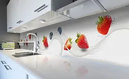 Кухонний фартух Молоко полуниця вінілова для кухні 65х250 см Ягоди Білий Happy Pocket Z184475 - мініатюра 5