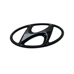 Емблема Hyundai 195х96 мм (2 напрямні + скотч) Чорна глянсова (Завод)
