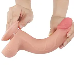 Фалоімітатор Sliding-Skin Dual Layer Dong 8.5'' 22 см тілесний - мініатюра 3
