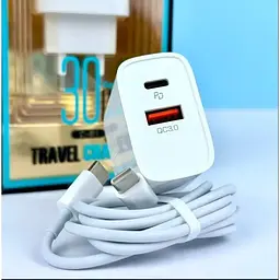 Зарядний пристрій Celebrat C-S1 PD30W + QC18W + Type-C Cable White - мініатюра 3