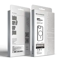 Чехол Apple iPhone 16e/17e, Unit MagSafe, серый, прозрачный, MagSafe, противоударный, магнитный, панель-накладка с поддержкой MagSafe, с поддержкой беспроводной зарядки, TPU+PC, защита всего корпуса, ударопрочный, ArmorStandart (ARM83876) - мініатюра 6