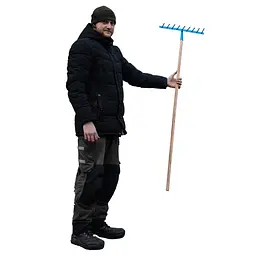 Граблі сталеві штикові з 9 зубцями з держаком (черенком) 1.2 м, Господар 85671 - мініатюра 2