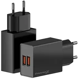 Зарядний пристрій Grand-X 5V 2.1A USB Black (CH-15B)
