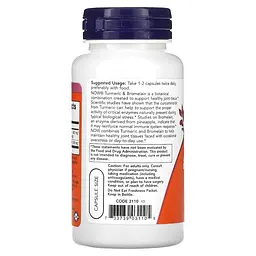 Натуральна добавка Turmeric & Bromelain, 90 вегакапсул NOW fit0015797 - мініатюра 3