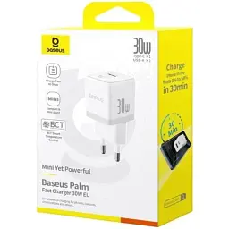 Мережевий зарядний пристрій Baseus Palm Fast Charger Type-C+USB 30W P1011160A213-00 White - мініатюра 6