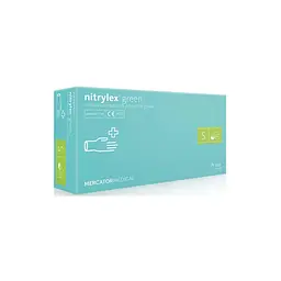 Рукавички нітрілові Mercator Nitrylex Green оглядові нестерильні неопудрені зелені S 50 пар - мініатюра 2