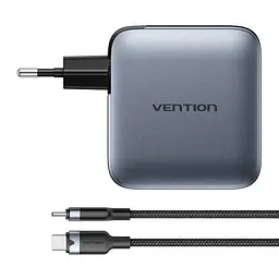 Зарядний пристрій Vention 3xUSB-C PD100W + 1xUSB QC3.0 30W GaN + cable USB-C to USB-C 1.0m gray (TZ-FETH0-EU) - мініатюра 3