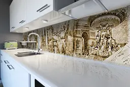 Кухонний фартух Європа для кухні наклейка ПВХ стара кіноретро вінтаж бежевий 60х250 см Happy Pocket Z180504 - мініатюра 6