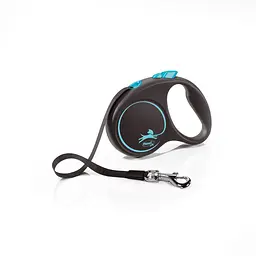 Рулетка Flexi Black Design для собак стрічка розмір S 5 м синя