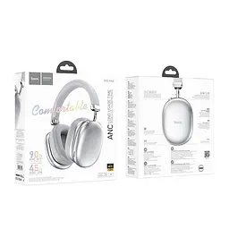 Навушники бездротові накладні Hoco W35 Max Auspicious ANC noise reduction BT 5.4 headphones Сріблясті - мініатюра 3