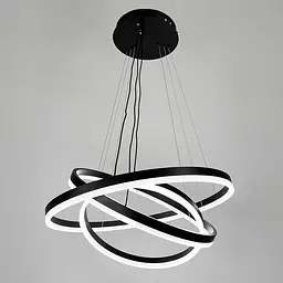 LED люстра на три кільця у чорному каркасі 60+50+40 см | Line F | Арт. G68-600+500+400 BK - мініатюра 4