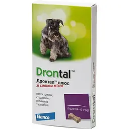 Пігулки від глистів для собак Elanco Drontal Plus зі смаком м'яса 6 шт.