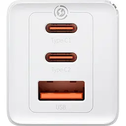Мережевий зарядний пристрій Baseus GaN5 Pro Fast Charger 2C+U 65W + Cable USB-C White (CCGP120202) [98871] - мініатюра 5