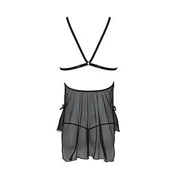 Сорочка Passion DELIENA CHEMISE XXL/XXXL black, стрінги із заниженою талією - мініатюра 4