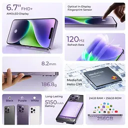 Смартфон Oukitel P1 6.7" HD /8GB/256GB/ G99 /5150mAh/ 50+32Мп / Purple - мініатюра 5