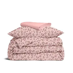 Дитяча постільна білизна фланель в ліжечко PASTEL LEOPARD CS1, рожевий (Flannel_GepardejBeige_17Lilac_140)