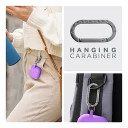 Силіконовий чохол для навушників Apple AirPods 3, Hang Case, фіолетовий, ультратонкий захисний кейс товщиною 2 мм, захист від подряпин, пилу та ударів, компактний, з карабіном для кріплення, ArmorStandart (ARM60317) - мініатюра 6