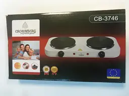 Плита електрична настільна Crownberg CB-3746 двоконфоркова дискова 2000 Вт Білий - мініатюра 2
