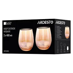 ARDESTO Набір склянок низьких Black Mars Amber 480мл, 2шт, скло, золотистий - мініатюра 4