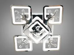 Дизайнерська стельова LED-люстра для вітальні Diasha S8157/4+1HR LED 3color — хром, 90 Вт, 43×43 см - мініатюра 3
