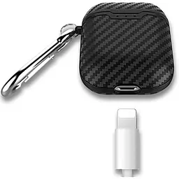Силіконовий чохол Primo Carbon Fiber для AirPods 2 Black - мініатюра 2