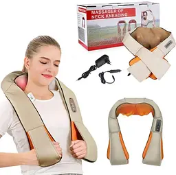Роликовий масажер UKC Massager of Neck з підігрівом для спини та шиї на 8 роликів бежевий  - мініатюра 5