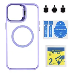 Чохол із підставкою MagSafe TPU PC Metal Stand Case and Camera Lenses Apple iPhone 13 Pro Max Purple