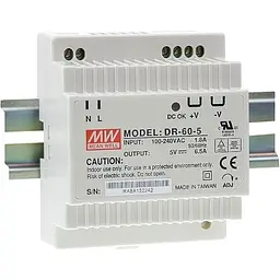Джерело живлення Mean Well HDR-60-12 60Вт, 12В, 5А на Din-рейку