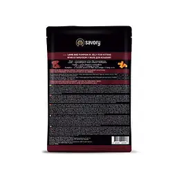 Вологий корм Savory для кошенят, ягня з гарбузом в желе, пауч, 85 г - мініатюра 3