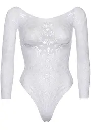 Еротичне боді-бодістокінг Leg Avenue Snap crotch thong back teddy White M/L - мініатюра 4