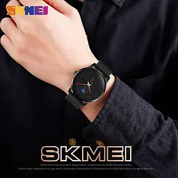 Чоловічий класичний годинник Skmei 9208 (Чорний з червоними стрілками) - мініатюра 5