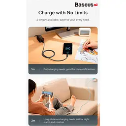 Кабель Baseus USB Type-C Dynamic Series Fast Charging Data cabel USB to Type-C 100W 2m White (CALD000702) - миниатюра 11