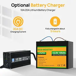 Акумулятор Eco Worthy LiFePO4 12V 100Ah (1280Wh) із вбудованим BMS, 3000+ циклів - мініатюра 3