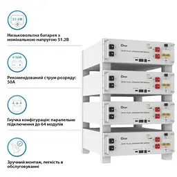 Акумулятор Deye SE-G5.1Pro-B LiFePO4 51,2V 100Ah (SE-G5.1Pro-B) - мініатюра 2