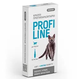 Каплі ProVET Profiline для кішок до 4 кг 4 піпетки по 0.5 мл інсектоакарицид - мініатюра 7