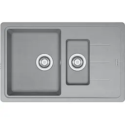 Кухонна мийка Franke Basis, фраграніт, прямокутник, з крилом, 780х500х200мм, чаша - 2, накладна, BFG 651-78, сірий камінь