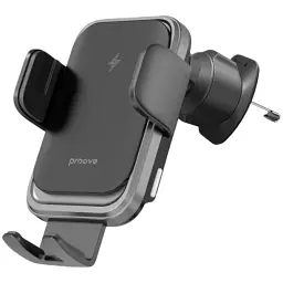 Автотримач для телефону Proove Nitro Charge, Dark Grey, 15 Вт, бездротова зарядка (Qi), в дефлектор воздуховоду, від 4