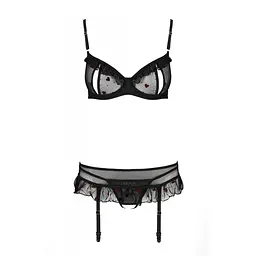 Сексуальний комплект з поясом для панчіх Passion LOVELIA SET S/M, black - мініатюра 5