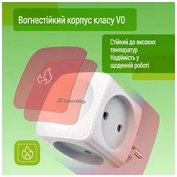 Мережевий розгалужувач ColorWay CW-CHE4W 4 розетки (CW-CHE4W) - мініатюра 10