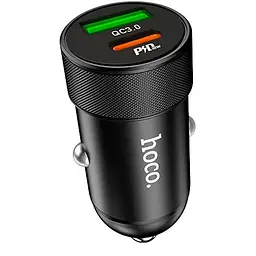 Автомобільний зарядний пристрій Hoco Z32B QC3.0 1 USB + Type-C Black + USB Cable iPhone