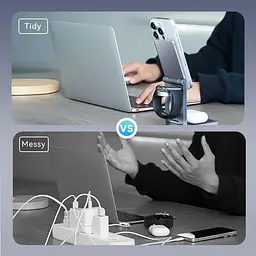 Зарядний пристрій Vention 15W 3-in-1 Magnetic Wireless Fast Charger Gray (FGFH0) - мініатюра 5