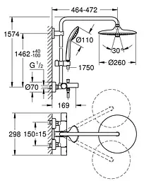 Душова система з термостатом Grohe Euphoria System з виливом 27475002, Хром - мініатюра 8